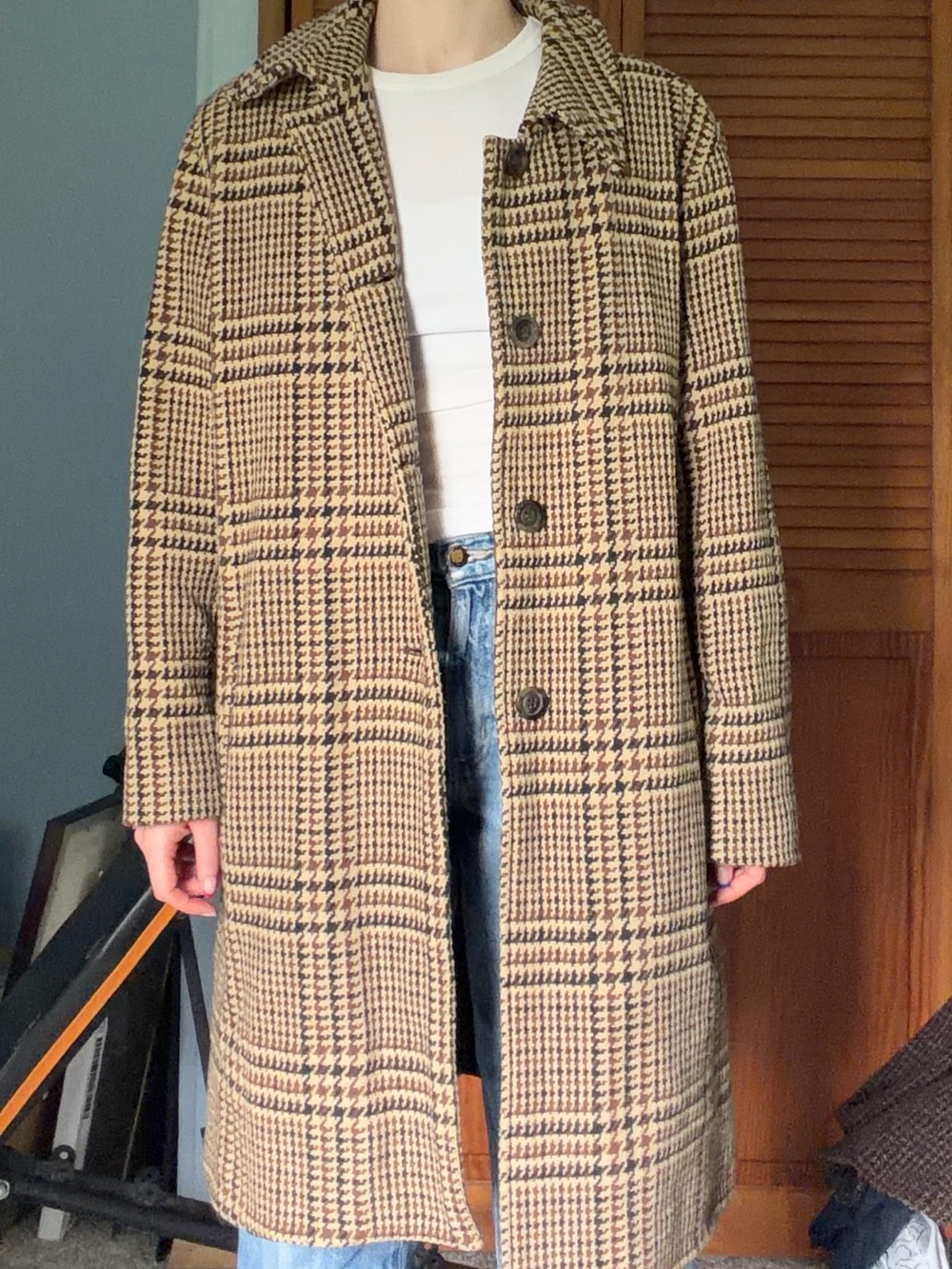 Woven houndstooth trench coat - Picture 4 of 6